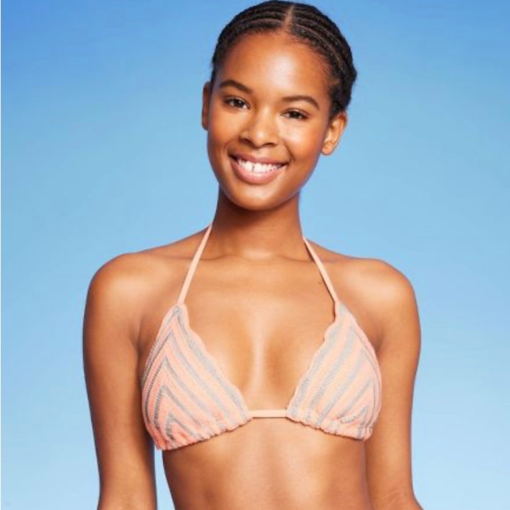 NWT WILD FABLE WOMENS BIKINI TOP PEACH CROCHET - Picture 5 of 8